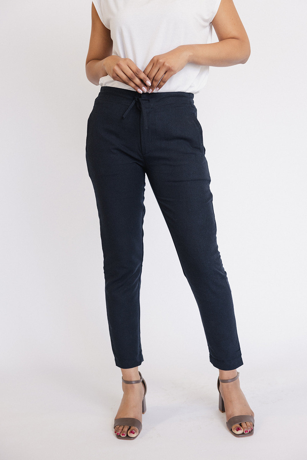 Tapered Linen Blend Pants