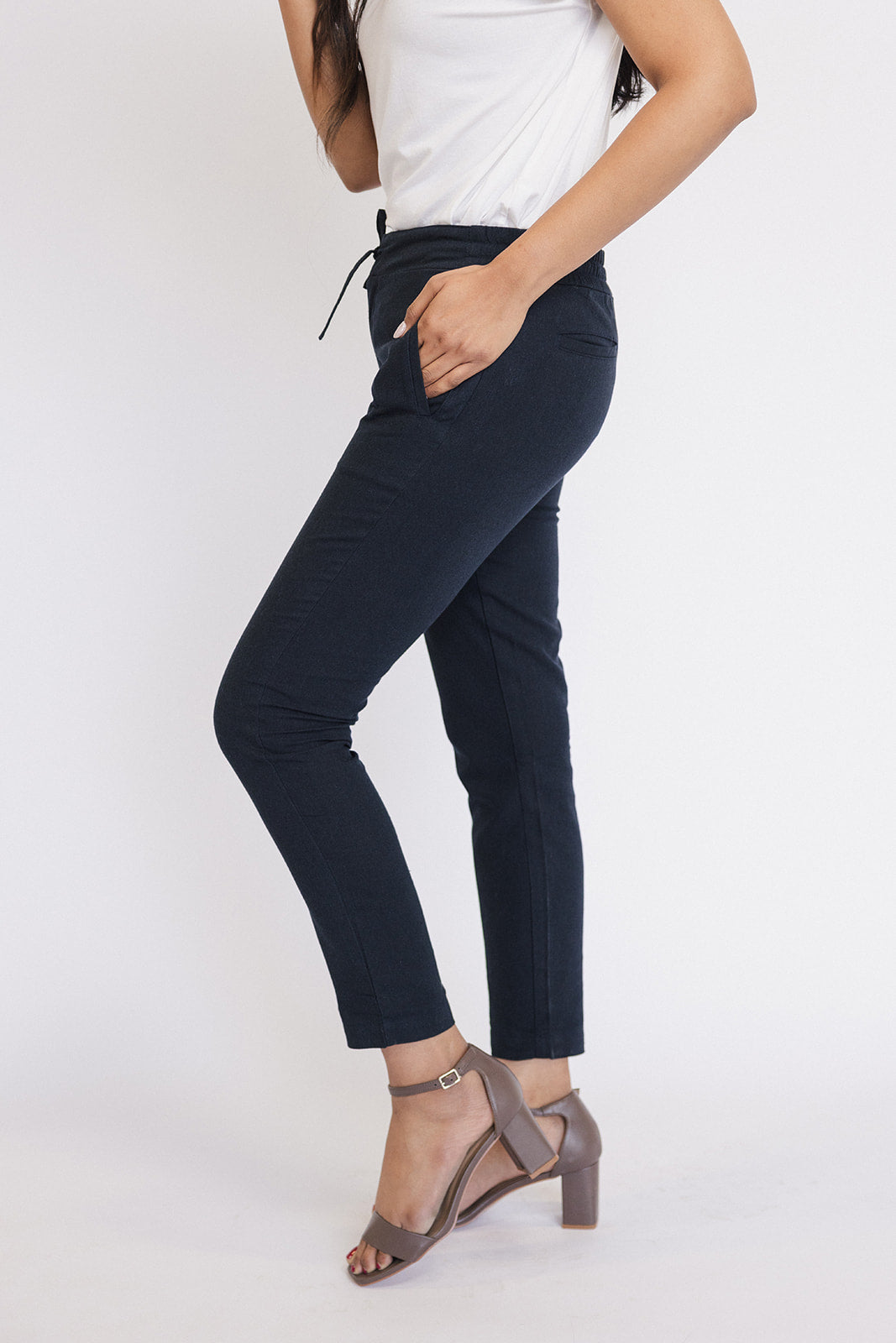 Tapered Linen Blend Pants
