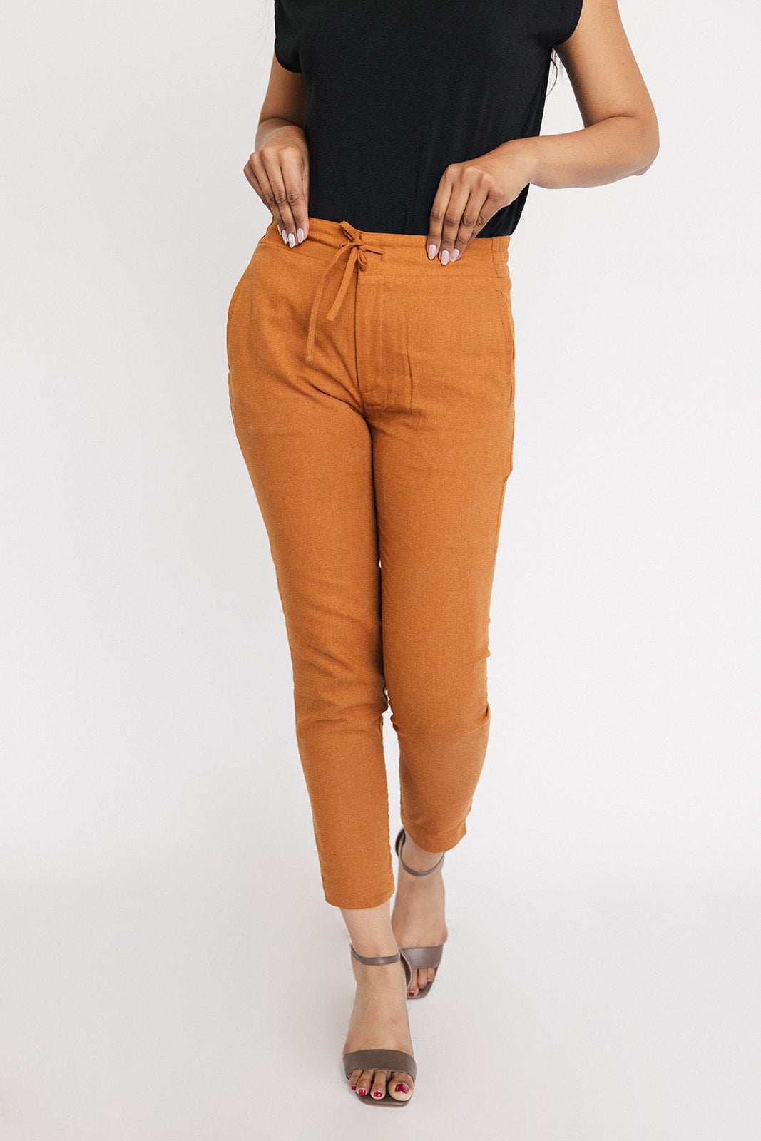 Tapered Linen Blend Pants
